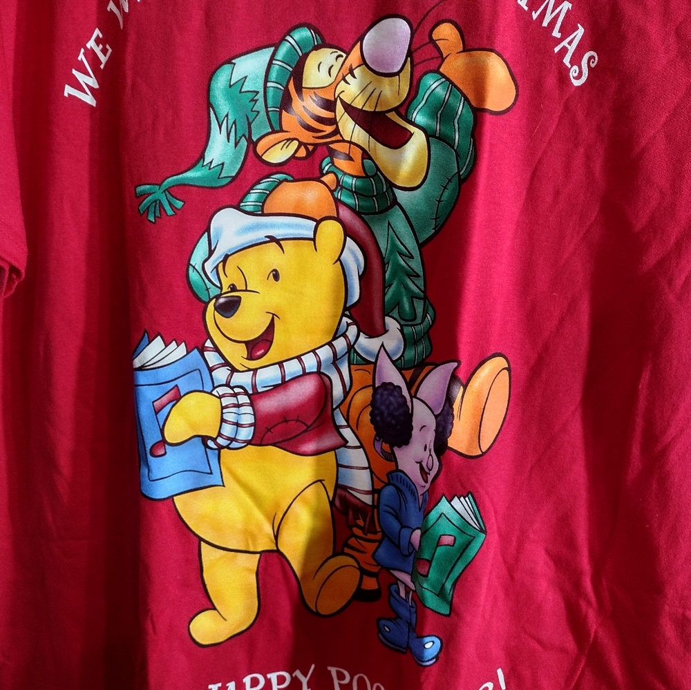 Disney Pooh Family Christmas Red Jumbo (Long) Tee. Tshirt Dress. Vintage OneSize - Picture 8 of 8